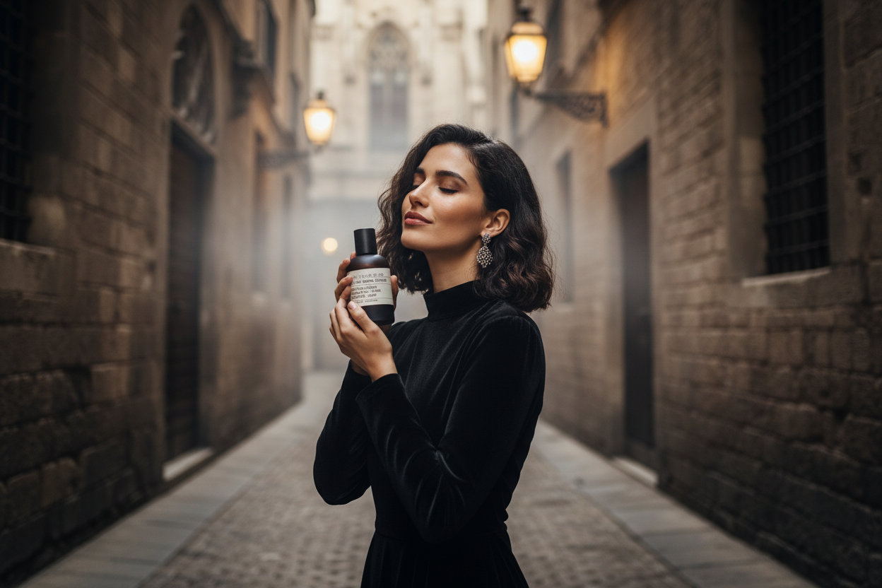 Gothic Quarter with model perfume banner